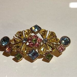 Vintage Butler Elegant Multi-Color Crystal Brooch